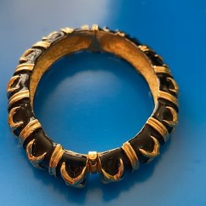 Maresco black enamel gold-tone hinged bracelet